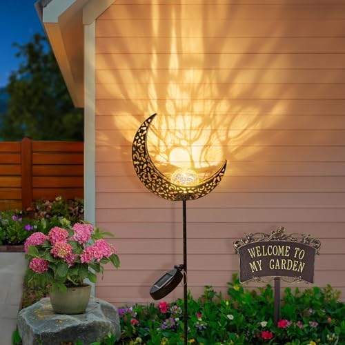 Homeimpro Moon Solar Lights Outdoor Garden Decor Gifts for Mom Women,Waterproof Stakes Yard Decorations for Lawn, Patio Accessories, Backyard Ornaments Birthday Gifts Mother Grandma (Bronze) - Image 4