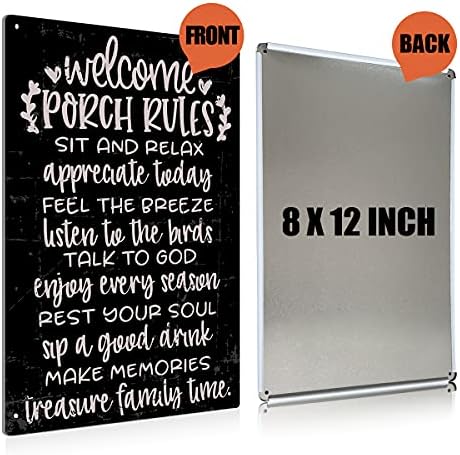 BEASTZHENG Vintage Welcome Patio Porch Rules Sign Tin Signs Wall Art Decor - Image 2