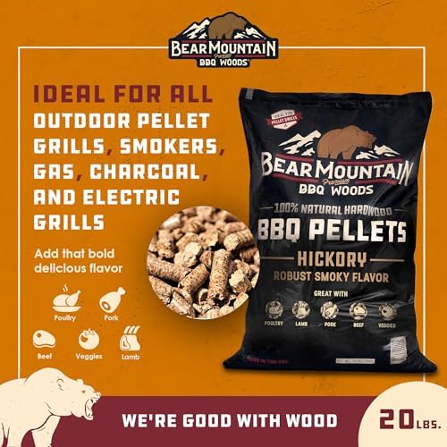 Bear Mountain Premium BBQ Woods FK14 Premium All Natural Low Moisture Hardwood Smoky Hickory BBQ Smoker Pellets for Outdoor Grilling, 20 Pound Bag (Pack of 4) - Image 2