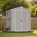 Greesum 6x4FT Plastic Outdoor Storage Shed with Floor, Light Gray by BuynowfromGreesum