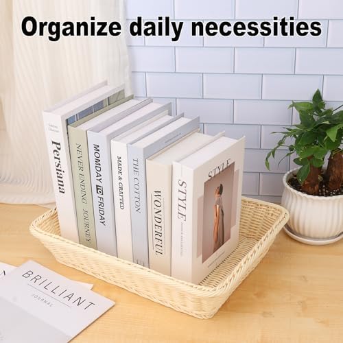 4 Pack 16 inch Poly Wicker Baskets, Rectangle Poly Wicker Break Baskets – Rustic, Durable & Easy-Cleaning for Home, Restaurant & Hotel Use - Image 7