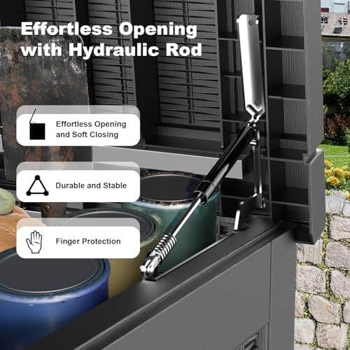PatioZen 320 Gallon Large Resin Deck Box, Lockable Outdoor Storage Box for Patio Cushions Storage Furniture,Garden Tools, Pool Supplies, Weatherproof and UV Resistant (Black) - Image 5