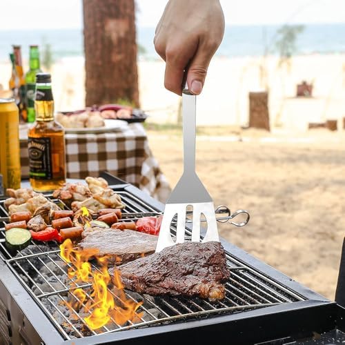 BBQ Grill Tool Set BBQ Accessories, Stainless Steel Grill Tools Grilling Accessories Grill Set Barbecue Grill Accessories for Outdoor Grill, Grill Utensils Grilling Tools Grilling Gifts for Men (3PCS) - Image 5