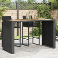 Garden Bar Table Black, Acacia Wood Top, Powder-Coated Steel Frame, 72.8" Outdoor Dining Table for Patio, Balcony, Backyard Furniture Garden Furniture by Unknown