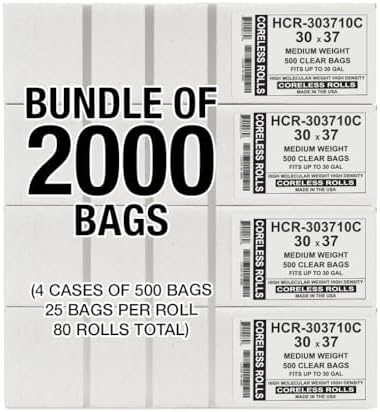 Aluf Plastics 30 Gallon 10 Micron (eq) Clear Trash Bags 30" x 37" 2000 Bags - Image 2