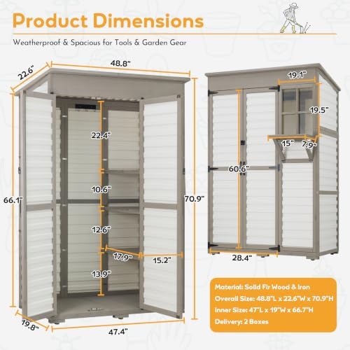 Large Outdoor Storage Cabinet with 3 Shelves, Weatherproof Shed for Outside - Image 2