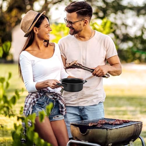 Non-Stick Cookware Set, Portable Lightweight Cast Iron Pots and Pans with Glass Lids and Nylon Utensils for Outdoor Camping Picnic Travel - Image 5