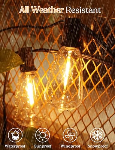 YOYONACY 50 FT Outdoor String Lights - LED Waterproof Patio Lights with Dimmer Remote - Edison Bulbs for Porch, Backyard & Cafe/Bistro - Image 5