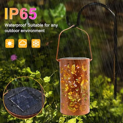 BSGlobal Colorful Sunflower Solar Lanterns Outdoor Hanging Lights - Image 6