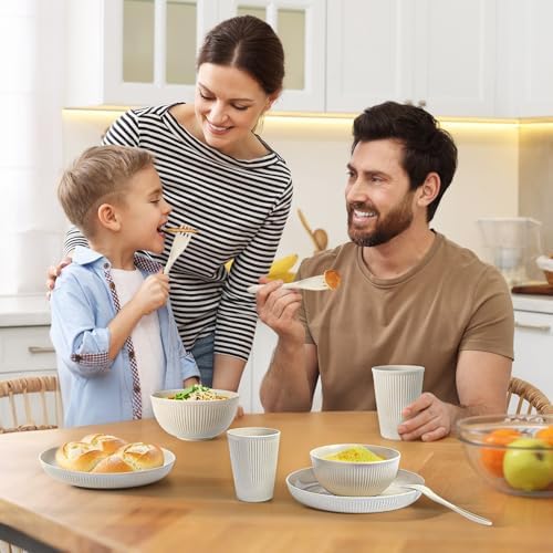 36-Piece Reusable Wheat Straw Dinnerware Sets for 6, Farielyn-X Unbreakable Reusable Set Kitchen Cups, Plates, Bowls Sets & Cultery Dishwasher Microwave Safe - Patio, Outdoors, RV, Camping Dishes - Image 7