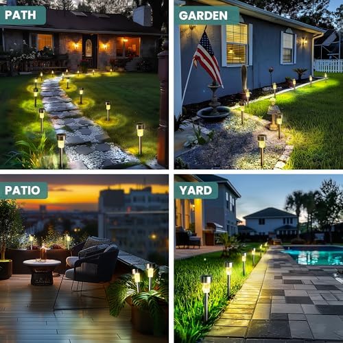 GIGALUMI 24 Pack Solar Lights Outdoor Waterproof, Stainless Steel - Image 6