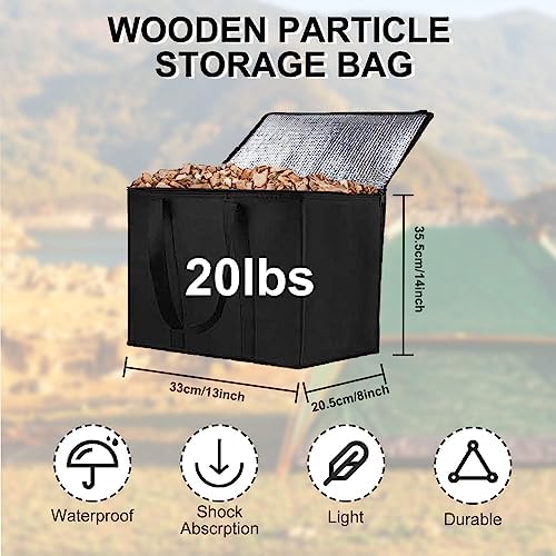 3 Pack Wood Pellet Storage Containers,20LBs Stay Dry Pellet Bin Smoker Pellet Dispenser for Smoker, Waterproof Fuel Pellet Storage Bag, Grill Pellet Storage Container for Charcoal,Outdoor - Image 2