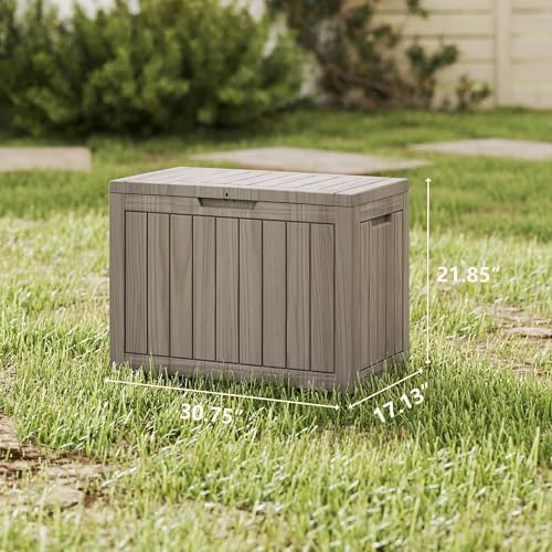 Outdoor Storage Box, 50 Gallon Waterproof Deck Box, Snap-Together Storage Bin for Chair Cushions, Porch Throw Pillows, Lockable Small Coffee Table Ottoman, Patio Garden, Grey - Image 3