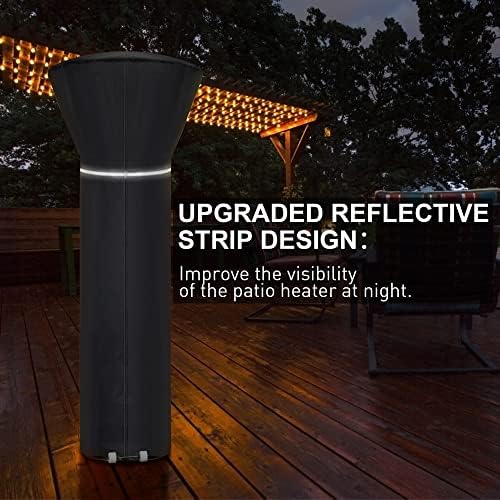 Patio Heater Covers with Reflective Strip,Outdoor Heater Cover Waterproof,Dustproof,Wind-Resistant,Sunlight-Resistant,Snow-Resistant,Black,89.5''x 33.5" Dome x 19.5" Base - Image 4