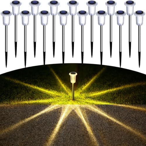 DenicMic Solar Garden Lights Outdoor Waterproof Warm White LED 15 Pack by Denicmic