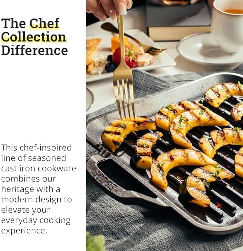 Lodge Chef Collection 11 Inch Pre-Seasoned Cast Iron Square Grill Pan - Image 6