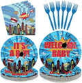96Pcs Hero Themed Baby Shower Party Decoration Serves 24 by Greencian