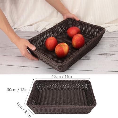 Poly Wicker Baskets 4 Pack 16 inch Coffee Large Wicker Baskets Storage – Rustic, Durable & Easy-Cleaning Bread Baskets, for Home, Restaurant & Hotel Use - Image 2
