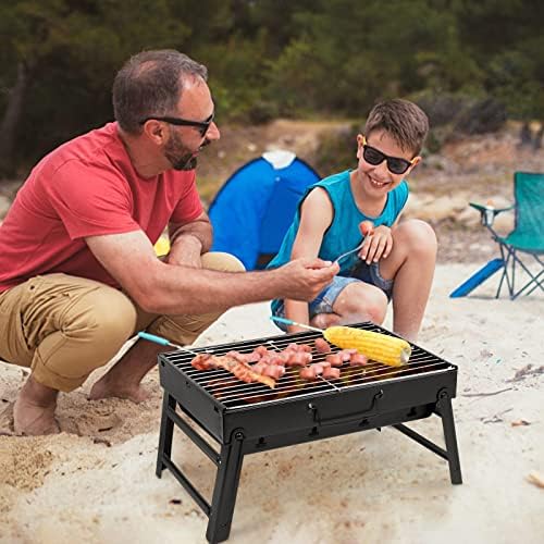 Uten Charcoal Grill, BBQ Grill Folding Portable Lightweight smoker Grill, Barbecue Grill Small desk Tabletop Outdoor Grill for Camping Picnics Garden Beach Party 17''x11.6''x 2.6'' - Image 6