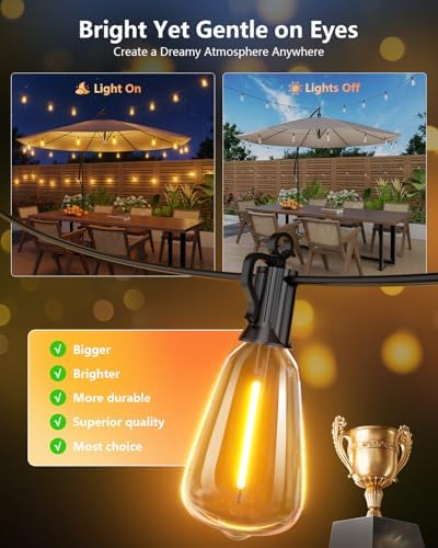 Brightown 76FT Solar String Lights Outdoor, 23+1 Shatterproof LED Lights - Image 2