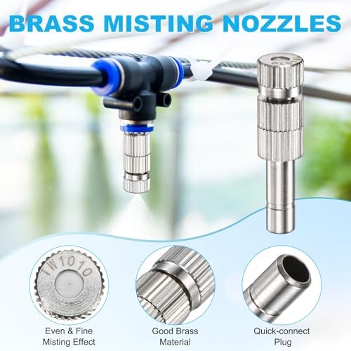 M METERXITY 20-Pack Brass Misting Nozzles, 0.004"/0.1mm Orifice Mister Replacement Heads with Filter Mesh for Cooling System/Landscaping/Humidification, 6mm Low-Pressure Fog Sprayer Nozzle - Image 2
