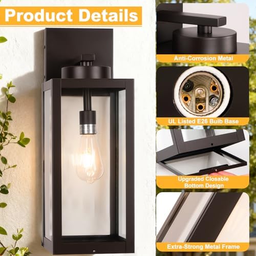 20" Oil Rubbed Bronze Large Outdoor Wall Lights with Closed Bottom - Image 3