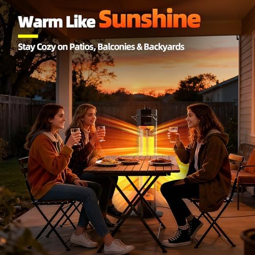 Patio Heaters for Outdoor Use, Haimmy 34-Inch 1500W Indoor & Outdoor Electric Infrared Heater with 3 Heat Levels, IPX5 Waterproof, Tip-Over & Overheat Protection, Instant Heating for Patio, Garage - Image 3