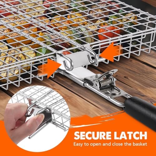 Grill Baskets for Outdoor Grill, 2 Pack Stainless Steel Grilling Baskets - Image 6