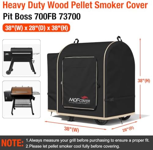 Foldable Grill Cover for Pit Boss 700FB 73700, Waterproof 600D Heavy Duty Wood Pellet Smoker Cover, Fade＆Tear Resistant Pellet Grill Cover for Lexington 500 540,Black - Image 5