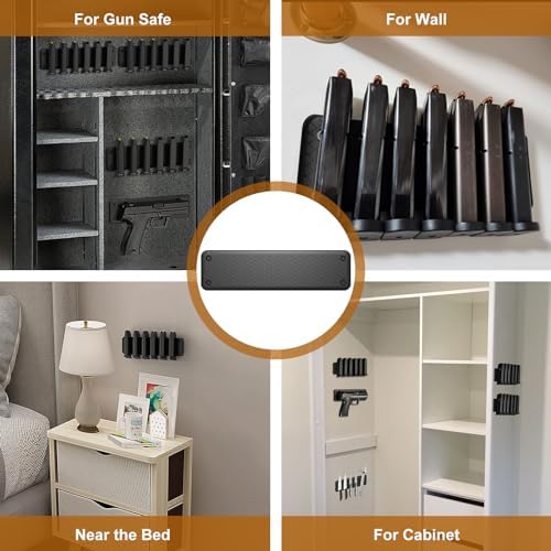 Magnetic Ammunition Holder，Double Sided Gun Magnet for Gun Magazines, Knives, Organize Mount in Gun Safe, Cabinet, Wall, Door, Ammo Storage Accessories for Handgun, Pistol and Rifle Mags - Image 5