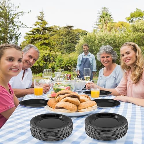 Breroa 72 Pcs Black Paper Plates 7 Inch Bulk Black Plates Disposable - Image 5