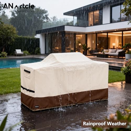 ANartcle Waterproof Extra Large Grill Cover for 98 Inch Island with Center Grill Head,600D Heavy Duty Waterproof All Weather Outdoorbar Island Kitchen Covers,Beige - Image 5