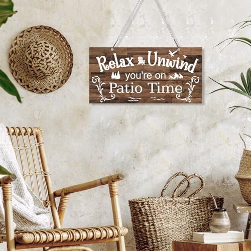 Hotop Metal Patio Sign Vintage Wall Decor for Outdoor, 12 x 6", Brown - Image 4