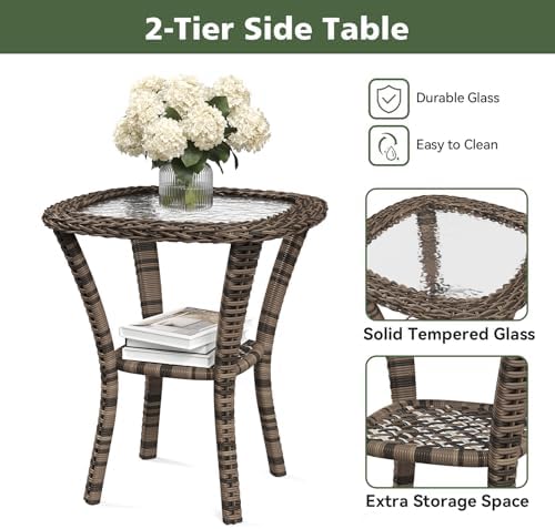 Aoxun 11 Piece Outdoor Patio Furniture Set with 44'' Fire Pit Table, Wicker Rattan Outdoor Furniture with High Back Swivel Rocker Chairs, Outdoor Sofa Set with Thick Cushion & Side Table, Black - Image 7