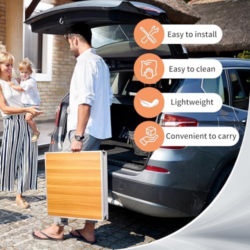 Outvita 6ft Portable Folding Camping Table Lightweight Suitcase Wood - Image 6