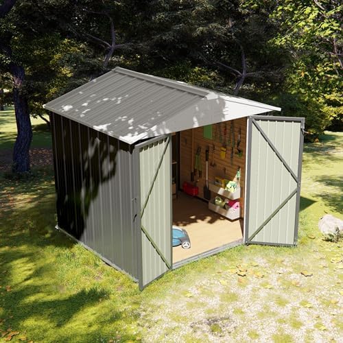 Flamaker 6x8 FT Storage Shed Waterproof Metal Garden Shed with Lockable Door Utility Tool Shed Outdoor Storage for Backyard, Patio and Lawn, Grey - Image 2