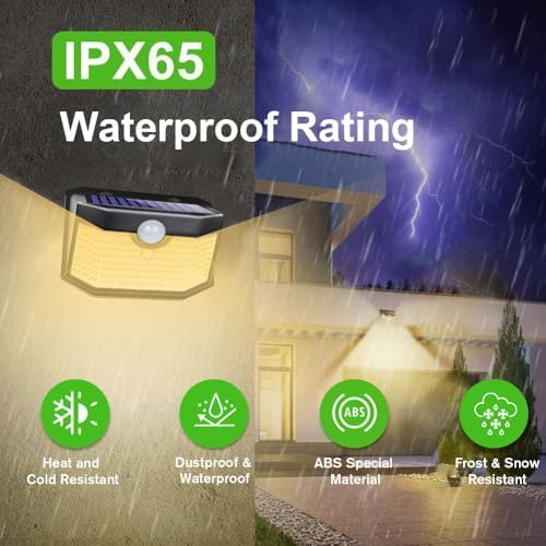 HMCITY 120 LED Solar Lights Outdoor Motion Sensor, 6 Pack, Black Warm - Image 5