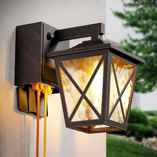 Ehaho Porch Light with GFCI Outlet Aircraft Grade Aluminum Alloy Bronze 1PC by Ehaho