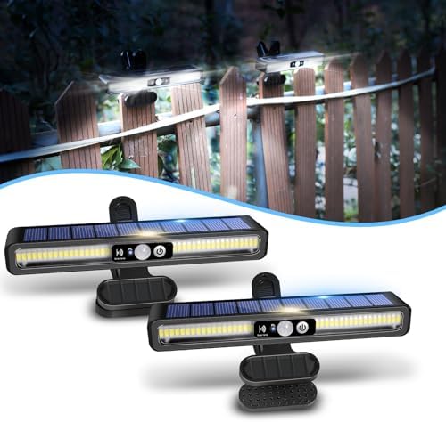 Clip On Solar Lights Outdoor with PIR Motion Sensor (Black ,2 Pack ,6000K) by SunlightEncounter