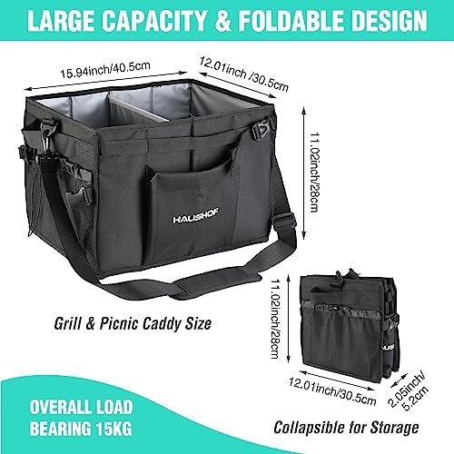 HAUSHOF Large Grill and Picnic Caddy with Paper Towel Holder - Image 2