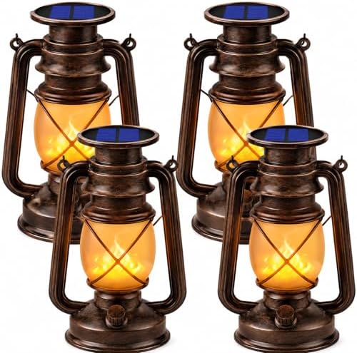 Marlrin Solar Lanterns Outdoor Waterproof 4 Pack LED Flickering Light by Marlrin