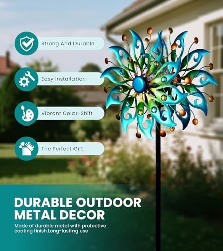 Solar Wind Spinners Outdoor, Yard Decorations Outdoor, Peacock Decor - Image 5