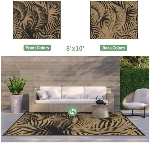 GENIMO Outdoor Rug, Waterproof Plastic Rugs for Patio, 8'x10' Black - Image 2