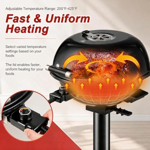 HAPPYGRILL 1600W Electric Grill Outdoor with Non-Stick Grate - Image 5