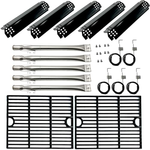 Kit DG282 Replacement for Home Depot Nexgrill 720-0830H, 5 Burner 720-0888 720-0888N 720-0888S Gas Grill, 5PK Grill Burner, Heat Plate, igniters, Cooking Grates Parts 13.25 x 17" each by DirectStore