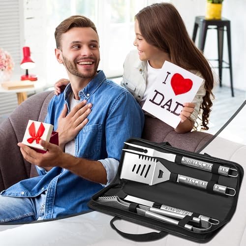 Dad Gifts from Daughter, Dad Grilling Accessories Fathers Day, Heavy Duty Stainless Steel Grill Set BBQ Grill Tools for Outdoor Grill with Aluminum Case, Grill Utensils Set Ideal Grilling Gifts - Image 6