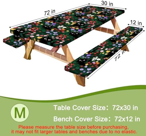 Picnic Table and Bench Cover Set, Waterproof Fitted Elastic Cloth - Image 2