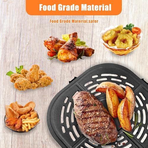 6QT Square Air Fryer Grill Plate for Bella Pro Series 6QT Digital Air Fryers, Upgraded Air Fryer Grill Pan Crisper Plate Tray Insert Grate Rack Grid for 6QT Bella Air Fryer, Dishwasher Safe - Image 2