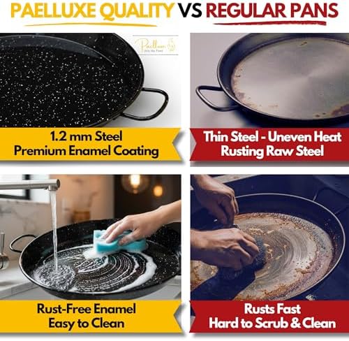 Paelluxe Paella Pan Enameled No-Rust Steel Skillet - 17 Inch, 10 Servings - Image 6