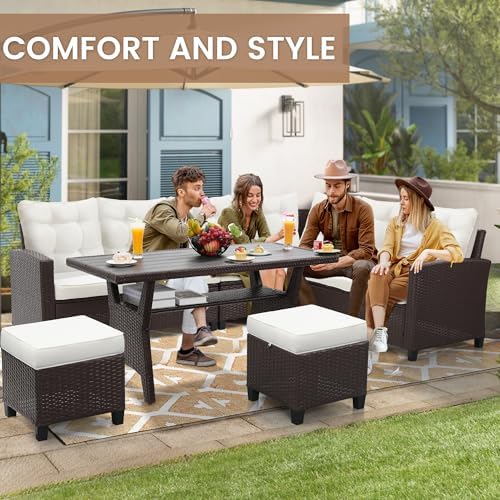 KROFEM 6 Piece Patio Furniture Set, Dining and Conversation Set - Image 5